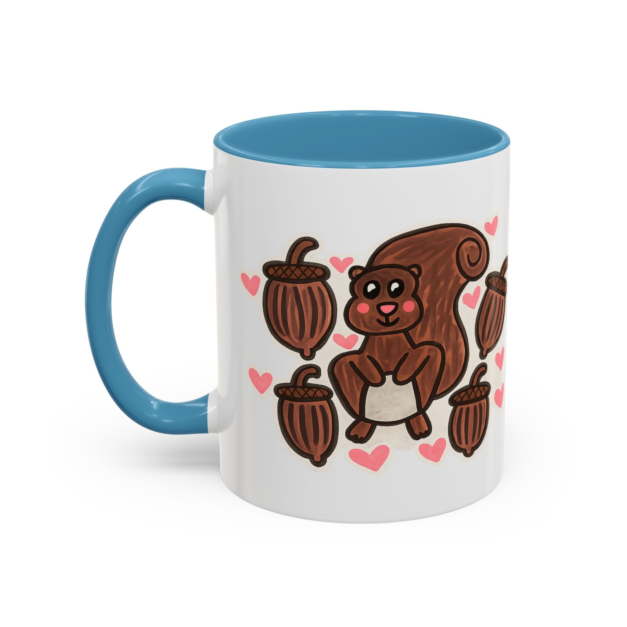Hand-Drawn Cute Squirrel with Acorns Mug | Accent Coffee Mug