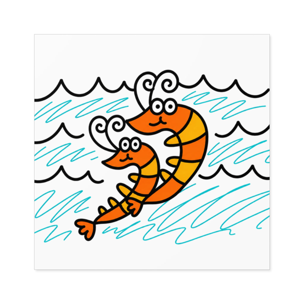 Cute Shrimp Sticker, Hand Drawn Ocean Vinyl Sticker, Whimsical Coastal Shrimp Decal, Cute Sea Life Sticker