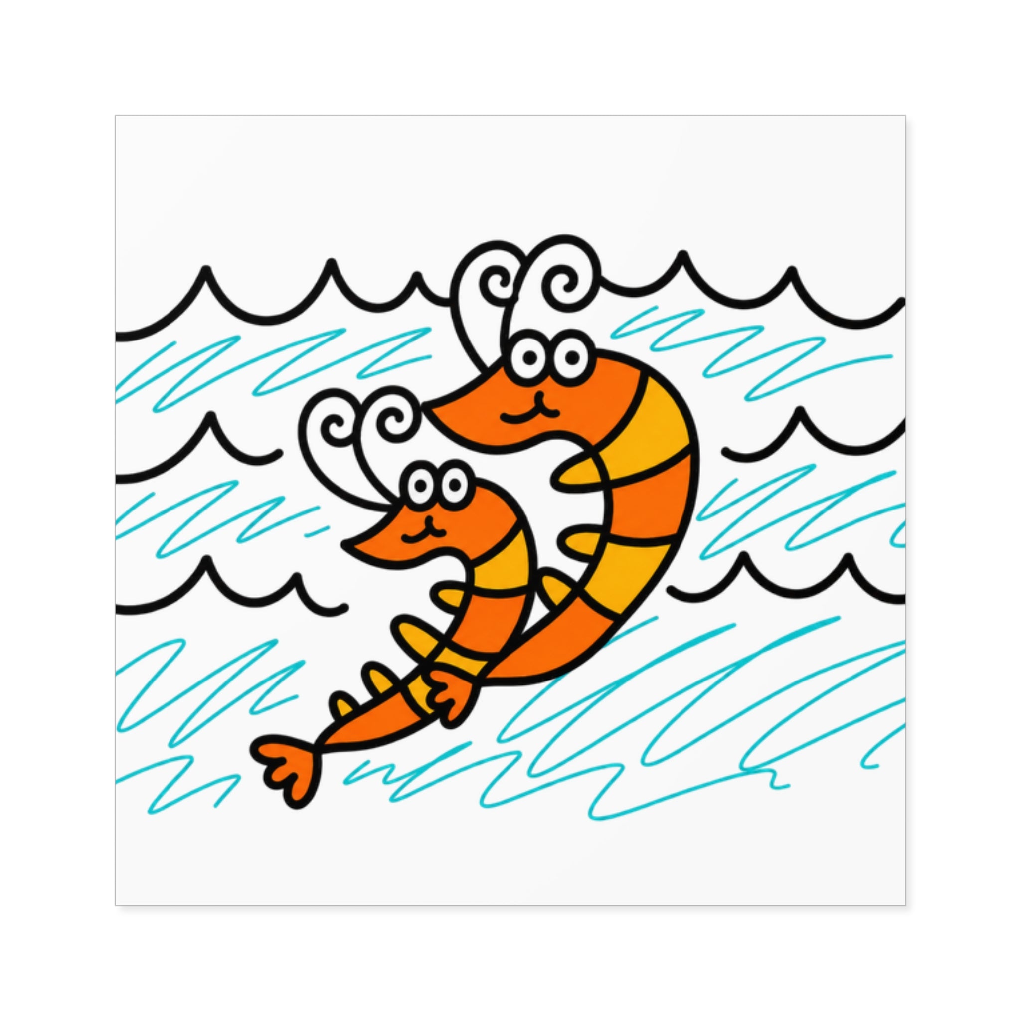 Cute Shrimp Sticker, Hand Drawn Ocean Vinyl Sticker, Whimsical Coastal Shrimp Decal, Cute Sea Life Sticker