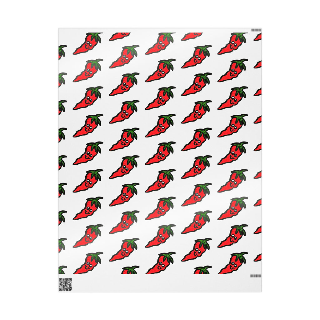 Hand-Drawn Smiling, Cute Chili Pepper Wrapping Paper | Whimsical Pepper Food Pattern