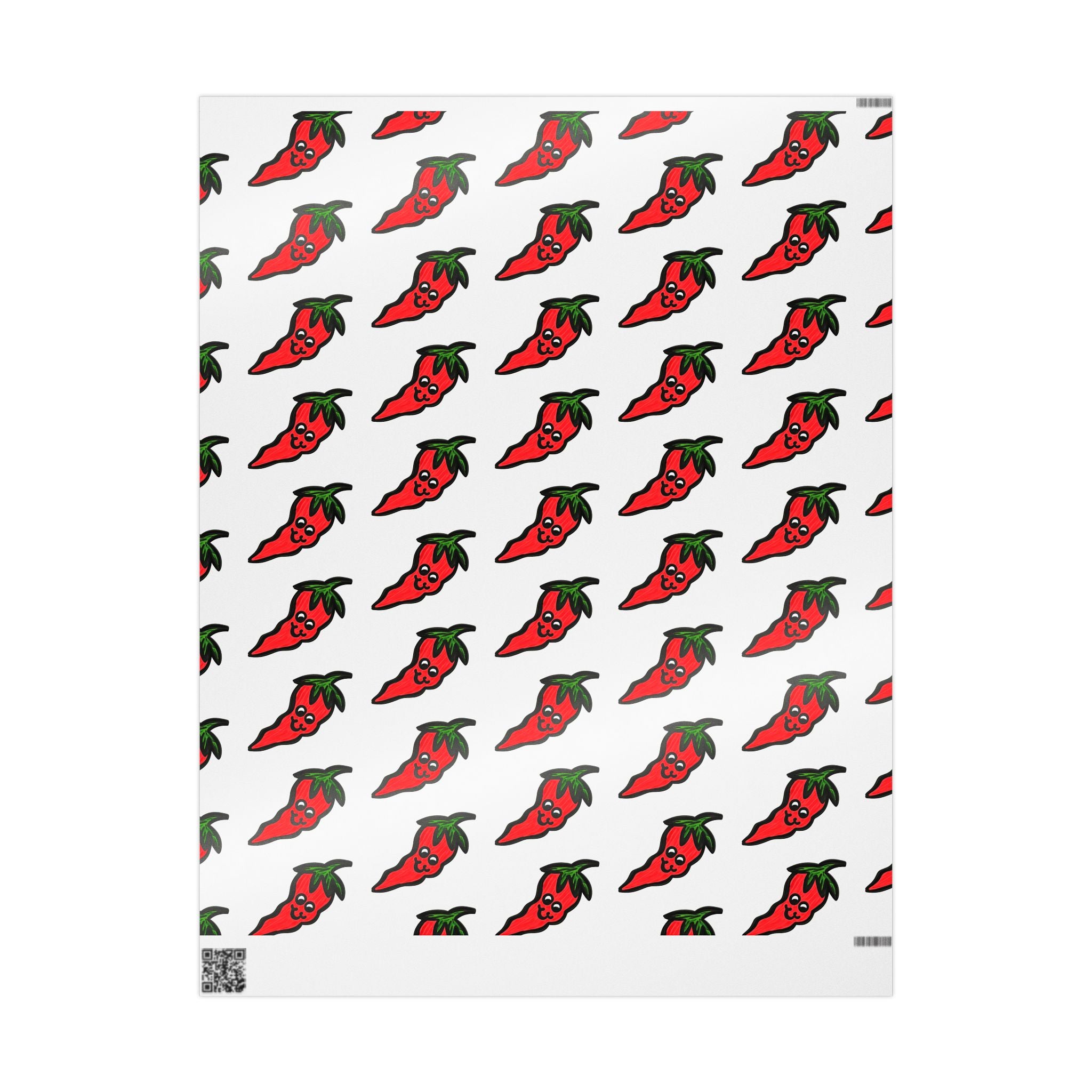 Hand-Drawn Smiling, Cute Chili Pepper Wrapping Paper | Whimsical Pepper Food Pattern