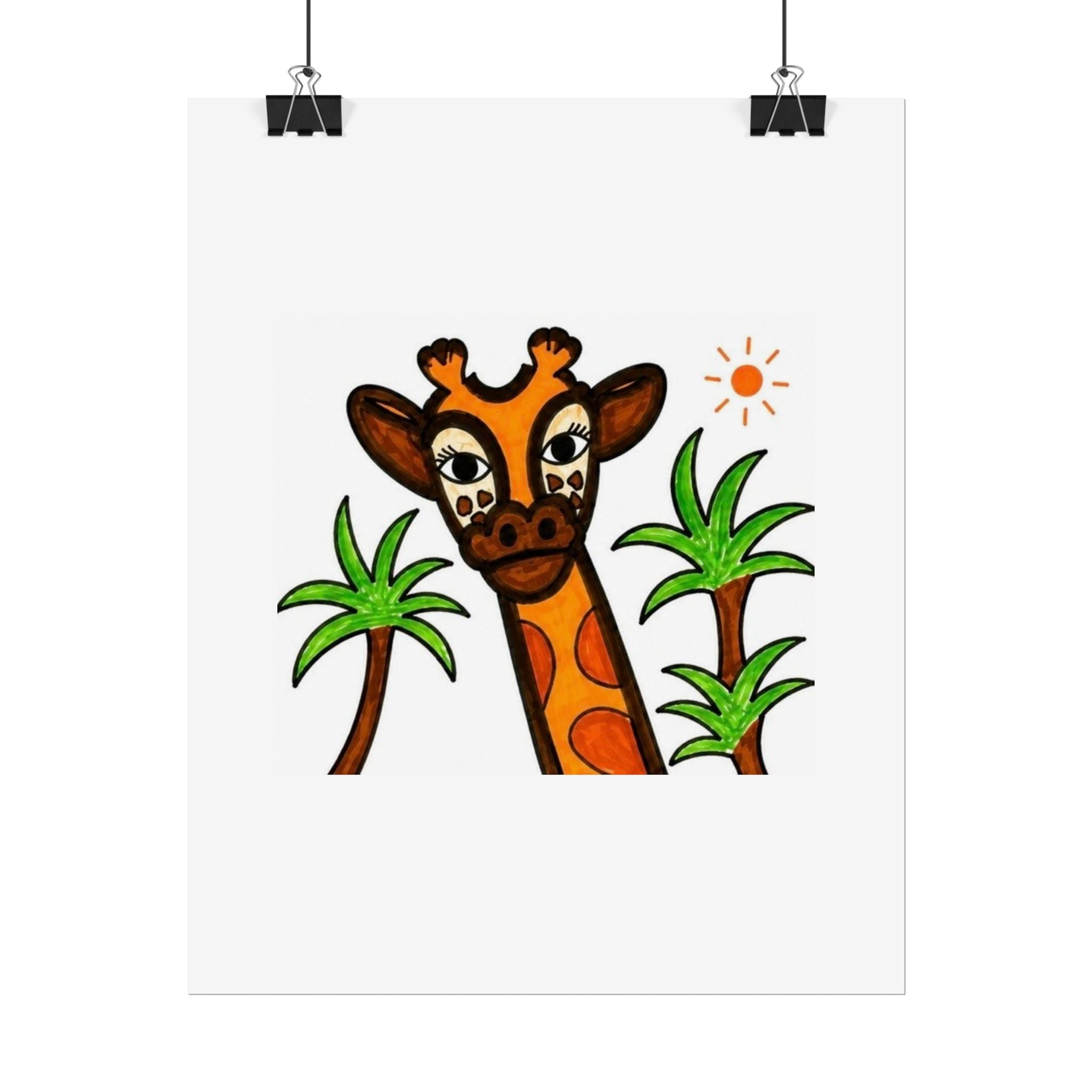 Hand-Drawn Giraffe Palm Trees Poster | Rolled Art Print