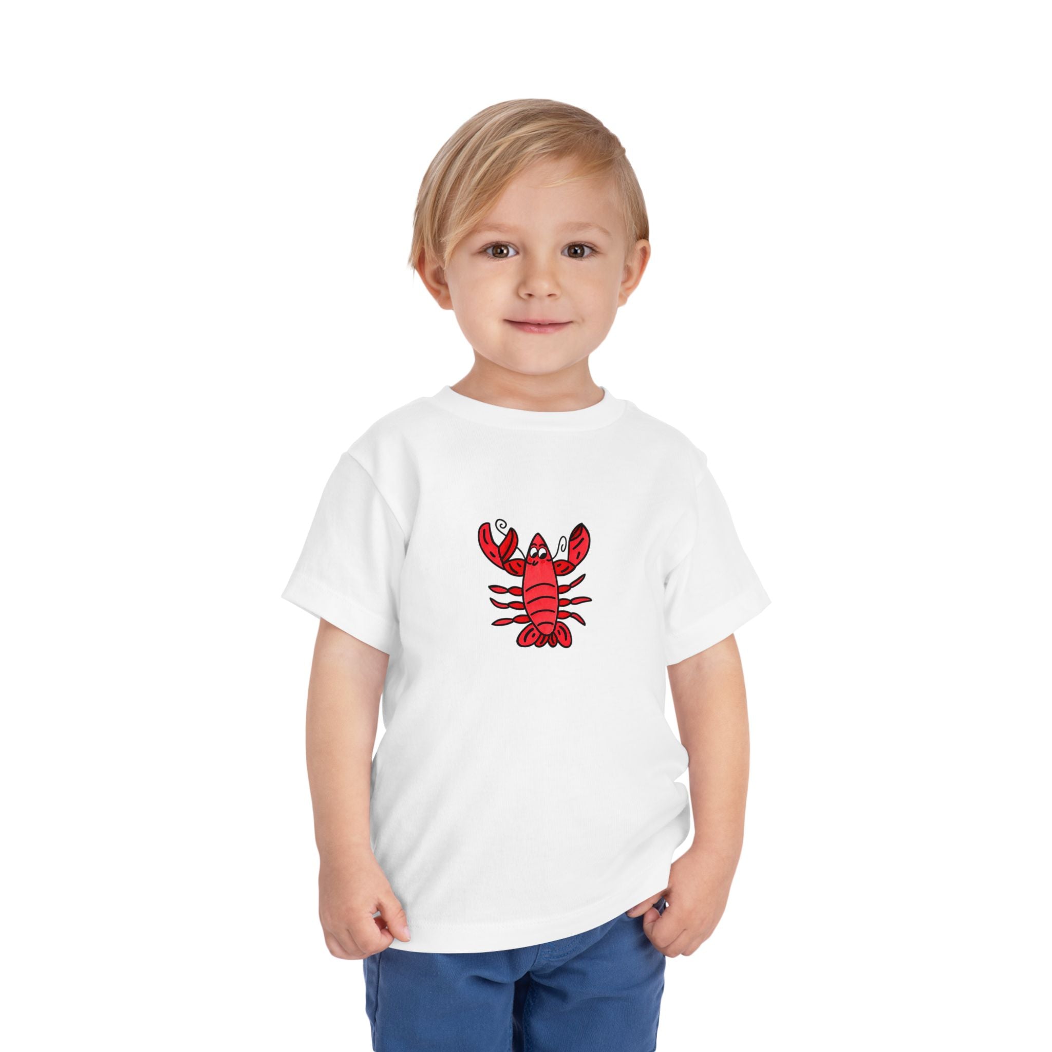 Hand-Drawn Cute Red Lobster Toddler Tee | Kids Sea Life Shirt