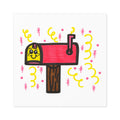Hand-Drawn Cute Mailbox Cat Square Sticker | Indoor Outdoor Weatherproof