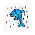 Hand-Drawn Cute Blue Dolphin Sticker | Square Indoor-Outdoor Sticker