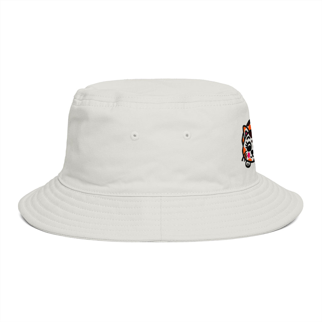 Hand-Drawn Calico Cat Bucket Hat | Cute Kitty Patch, Casual Sun Hat