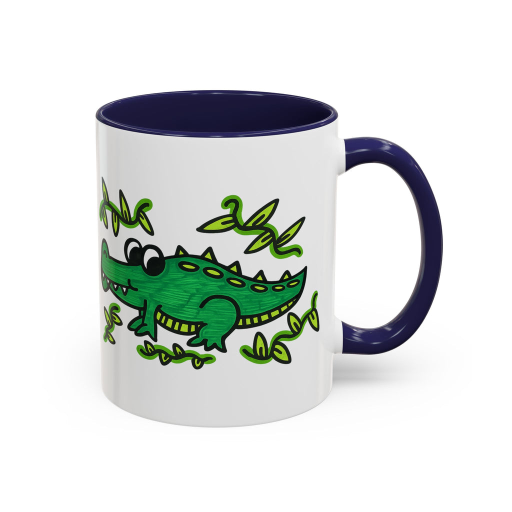 Hand-Drawn Green Playful Alligator Mug | Accent Coffee Mug