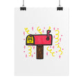 Hand-Drawn Cute Mailbox Illustration Rolled Poster | Whimsical Cartoon Mailbox Art