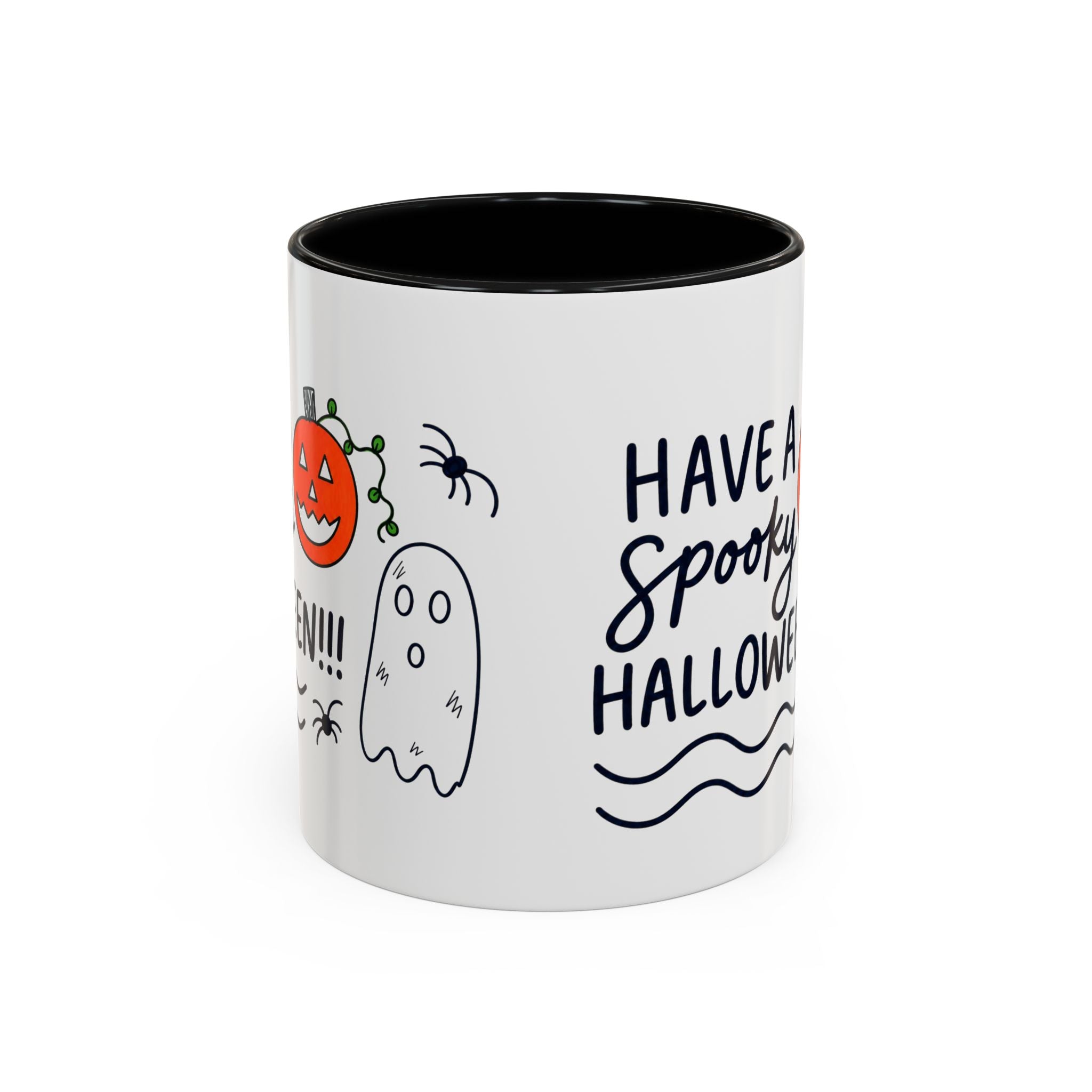 Hand-Drawn Spooky Halloween spiders ghost pumpkin Mug | Accent Coffee Mug 11oz 15oz