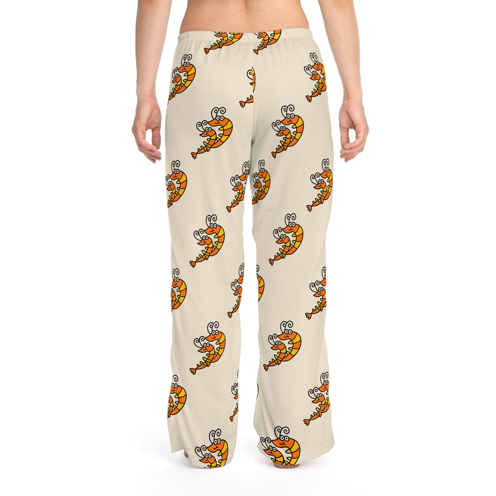 Hand-Drawn Dancing Shrimp Pattern Pajama Pants | All-Over Print
