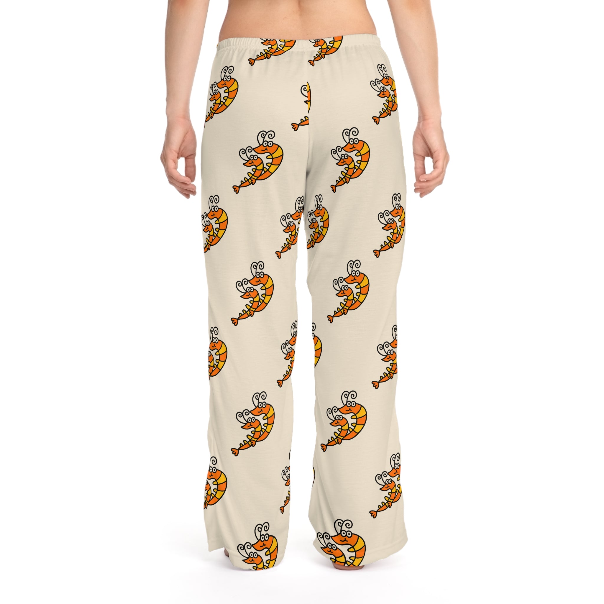 Hand-Drawn Dancing Shrimp Pattern Pajama Pants | All-Over Print