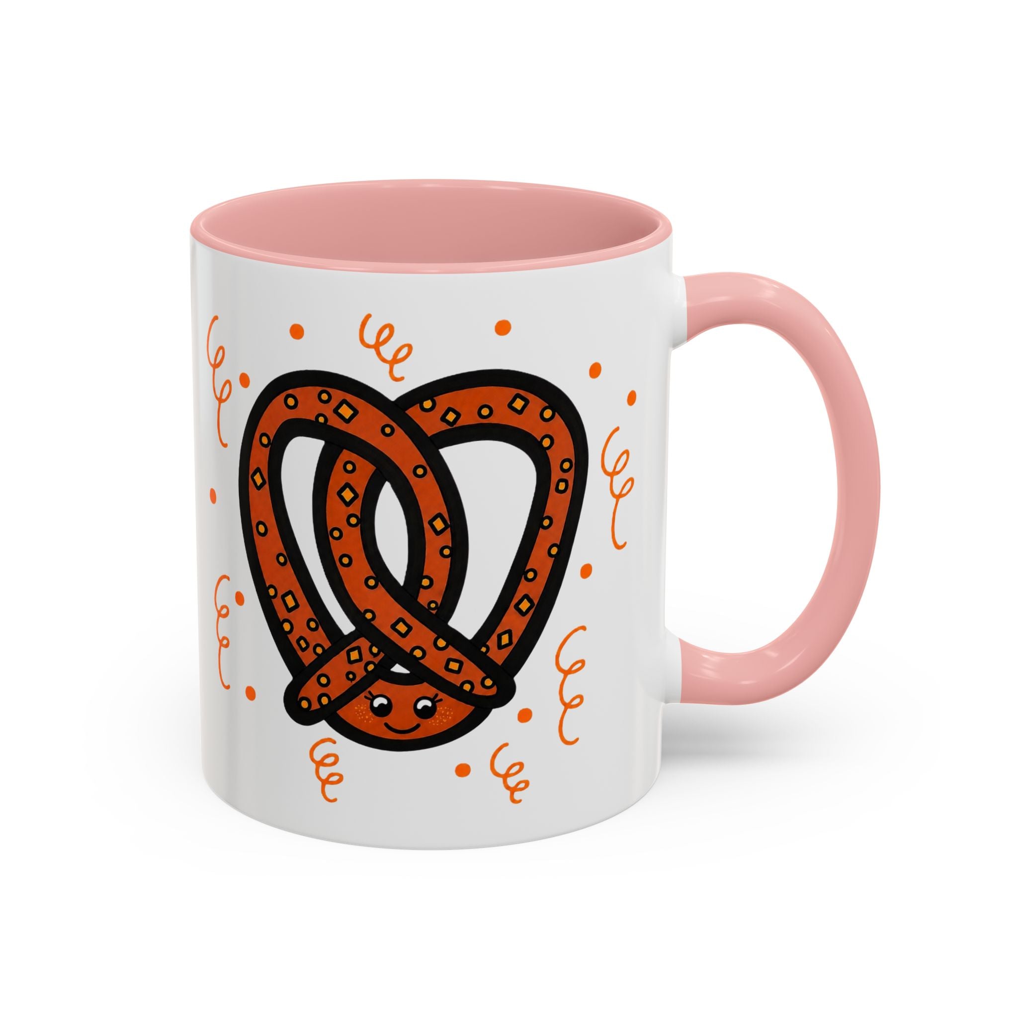 Hand-Drawn Orange Pattern Pretzel mug | Accent Coffee Mug 11oz 15oz