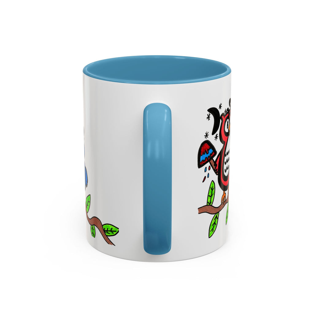 Hand-Drawn Patriotic Owls on a Branch Mug | Accent Coffee Mug 11oz 15oz