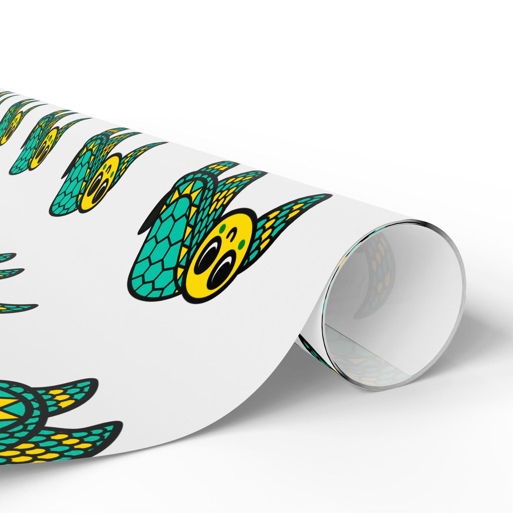 Hand-Drawn Green Turtle Pattern Wrapping Paper | Cute Turtle Repeat Print