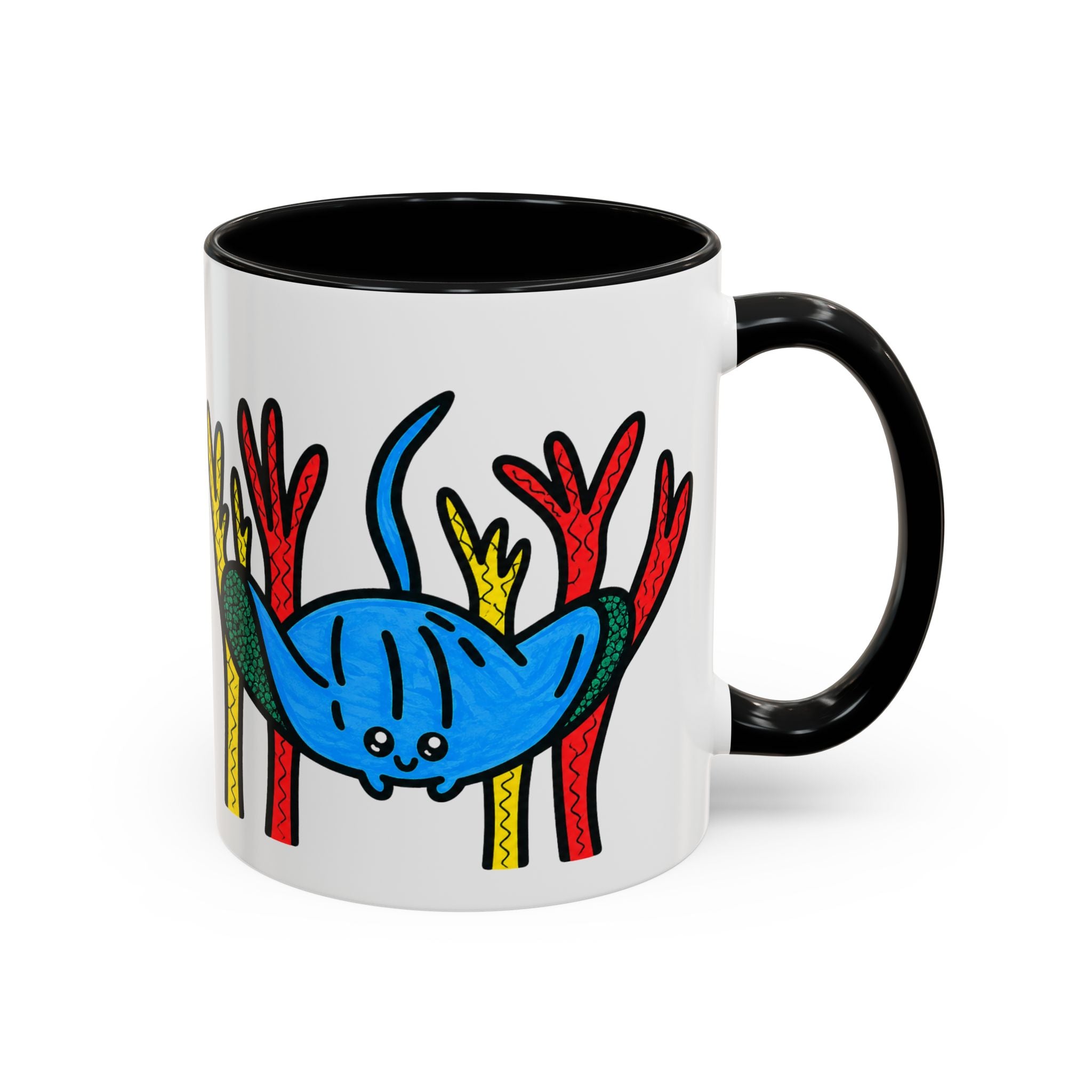 Hand-Drawn Blue Stingray Illustration Mug | Accent Coffee Mug (11, 15oz)