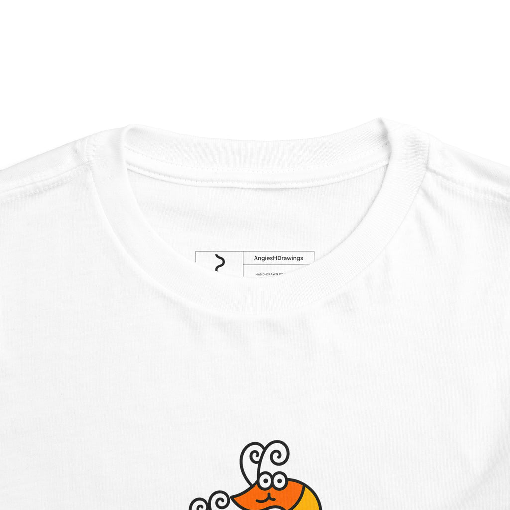 Hand-Drawn Smiling Cartoon Shrimp Toddler Tee | Cute Sea Creature Shirt