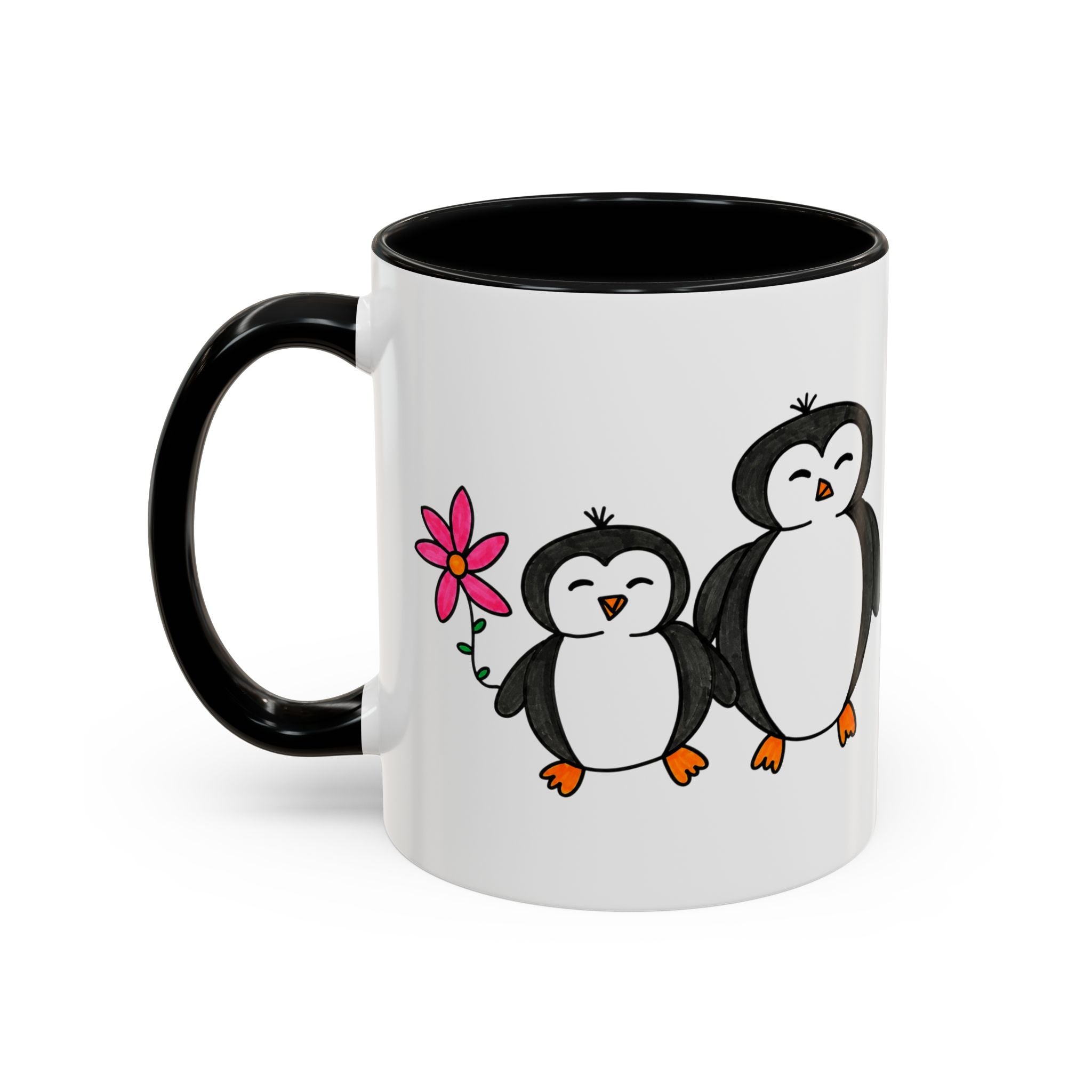 Hand-Drawn Cute Penguin Family Mug | Accent Coffee Mug