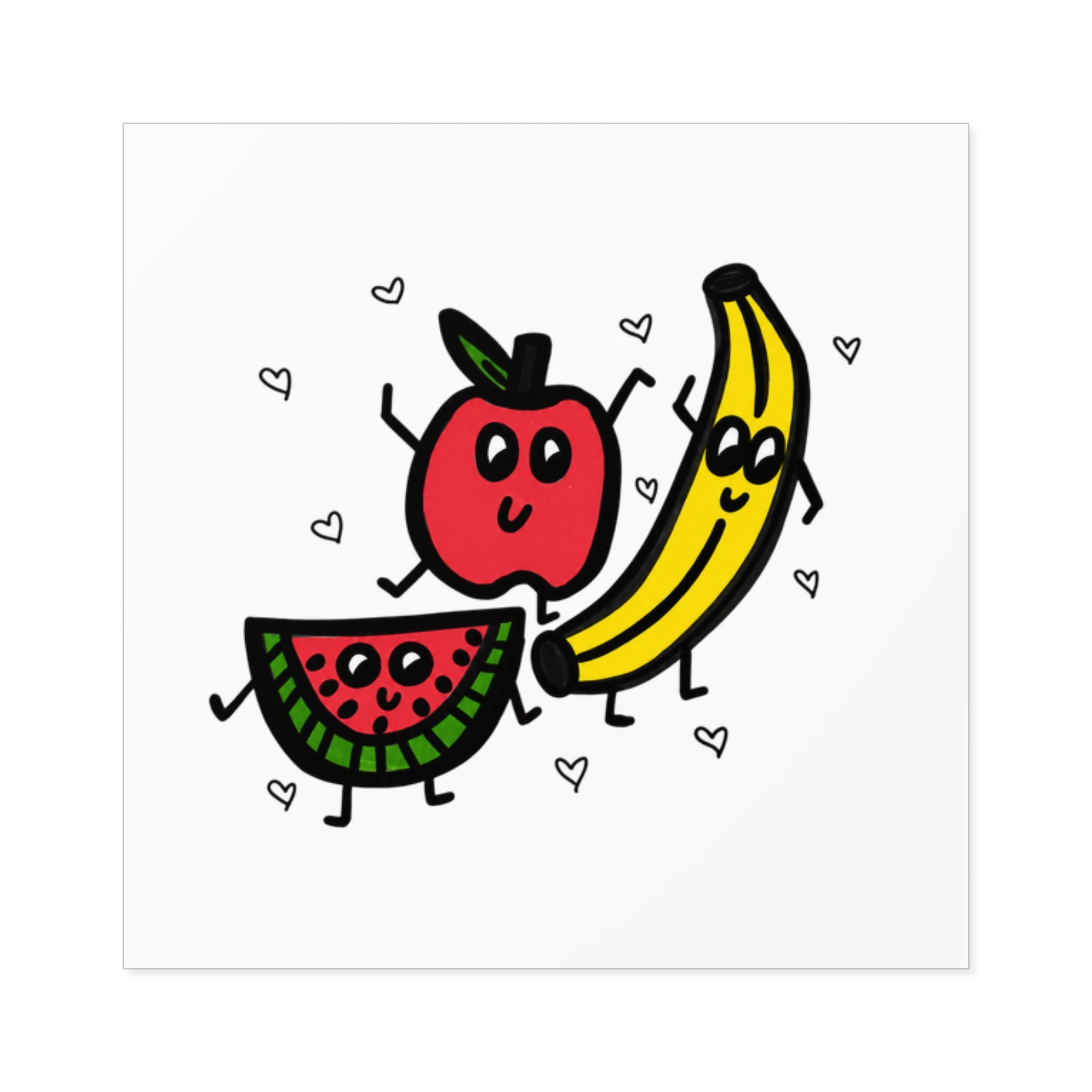 Cute Fruit Sticker, Hand Drawn Fruit Trio Sticker, Whimsical Food Vinyl Sticker, Cute Planner Decal