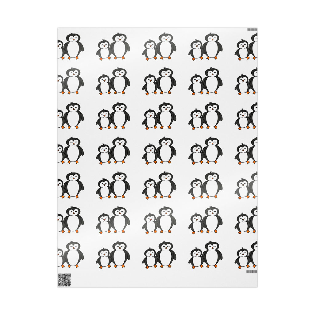 Hand-Drawn Penguin Pattern Wrapping Paper | Cute Penguin Family Gift Wrap