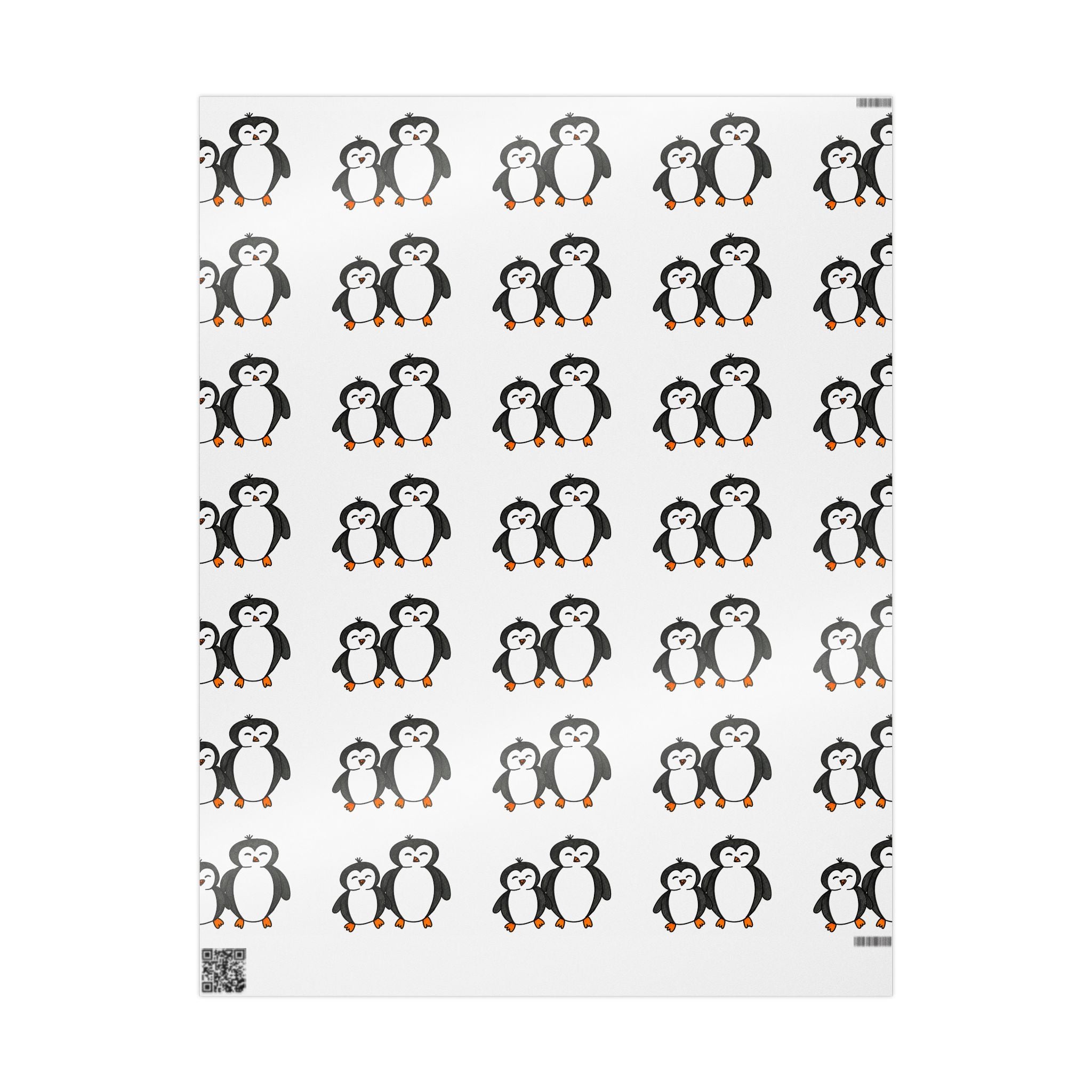 Hand-Drawn Penguin Pattern Wrapping Paper | Cute Penguin Family Gift Wrap