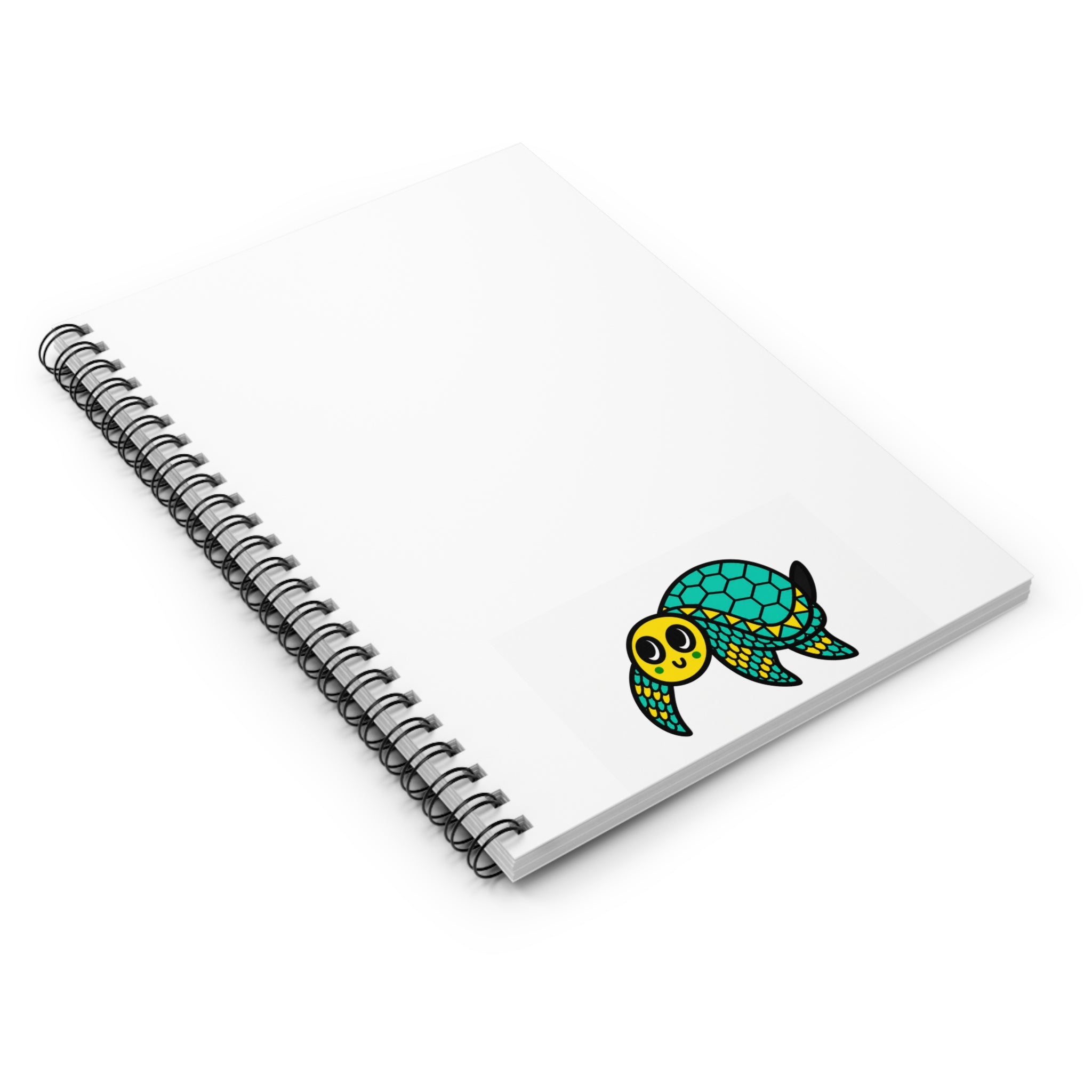 Hand-Drawn Smiling Sea Turtle Spiral Notebook | Ruled Lined Journal