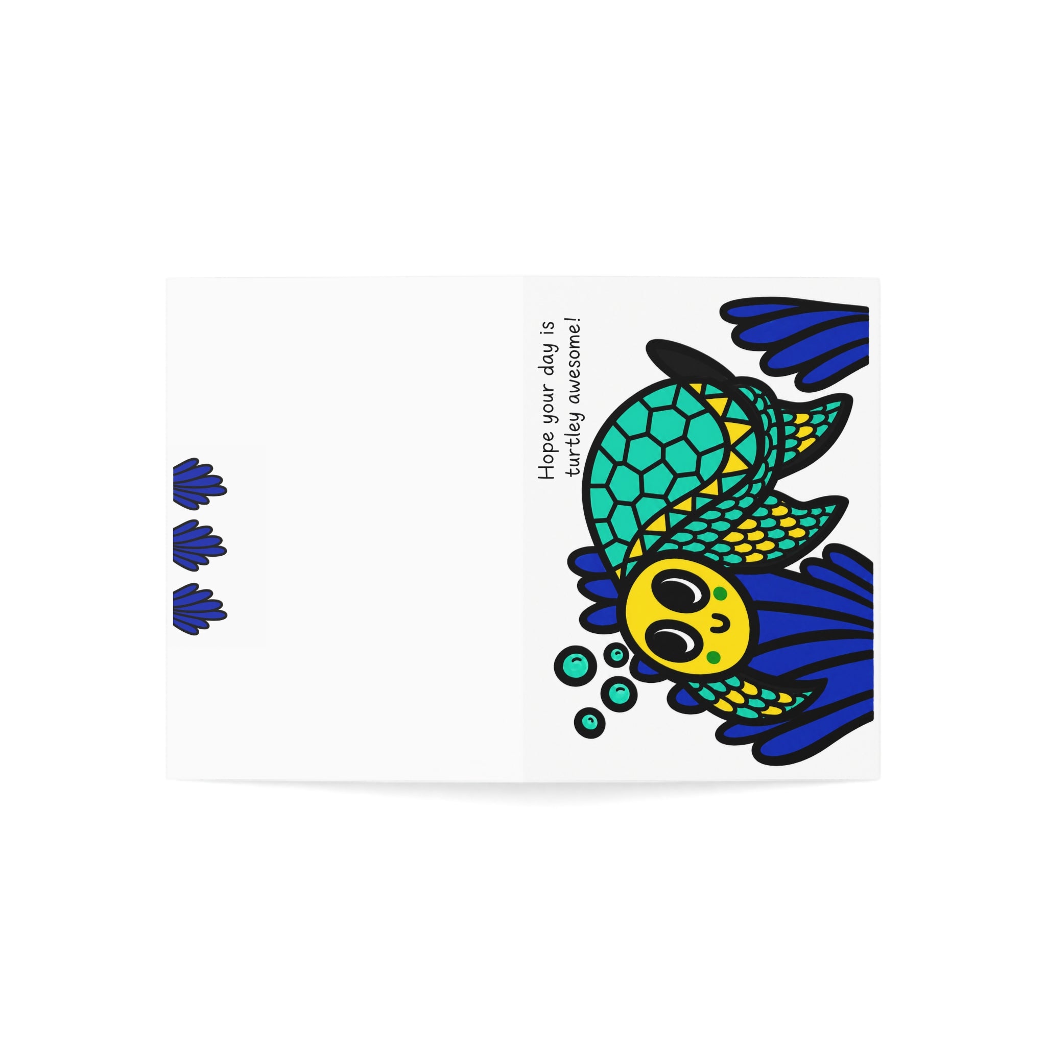 Cute Sea Turtle Greeting Card, Hand Drawn Coastal Card, Whimsical Ocean Turtle Card, Beach Lover Gift Card