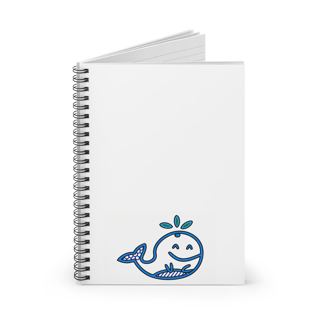 Hand-Drawn Smiling Blue Whale Spiral Notebook | Ruled Journal