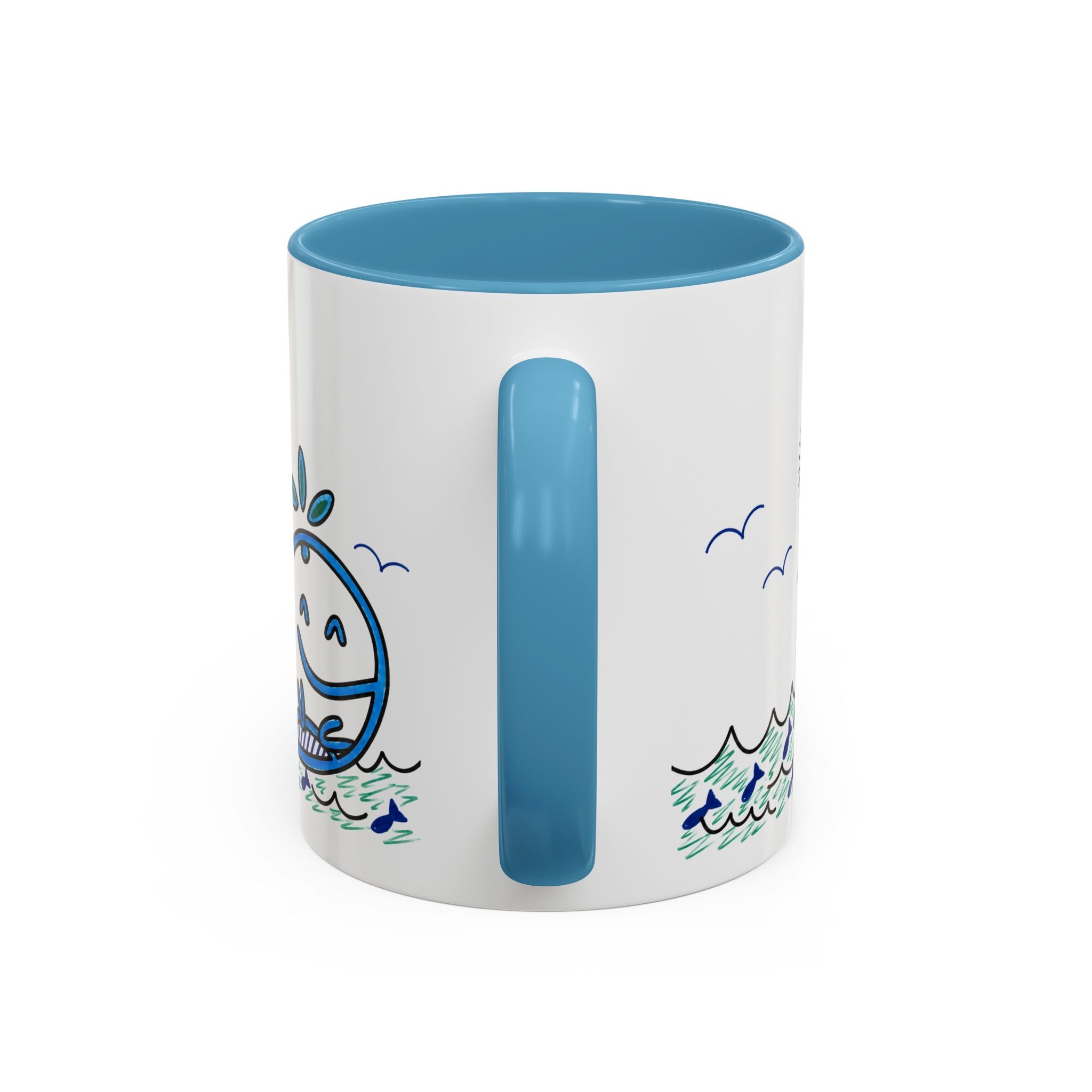 Hand-Drawn Smiling Whale Ocean Mug | Accent Coffee Mug 11oz 15oz