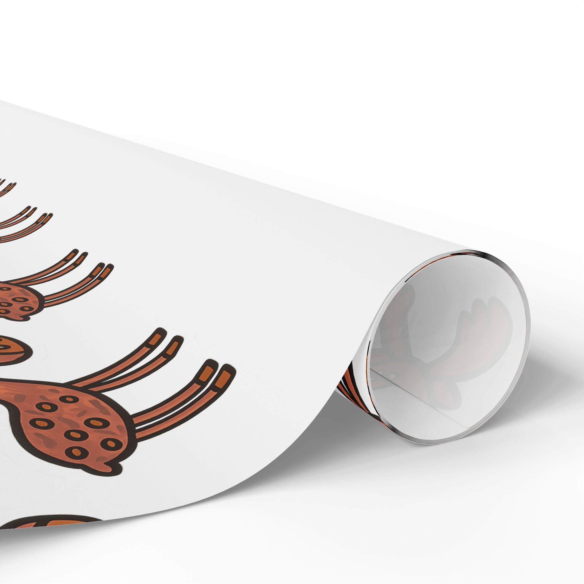 Hand-Drawn Cute Moose Pattern Wrapping Paper | Repeating Cartoon Moose Holiday Wrap