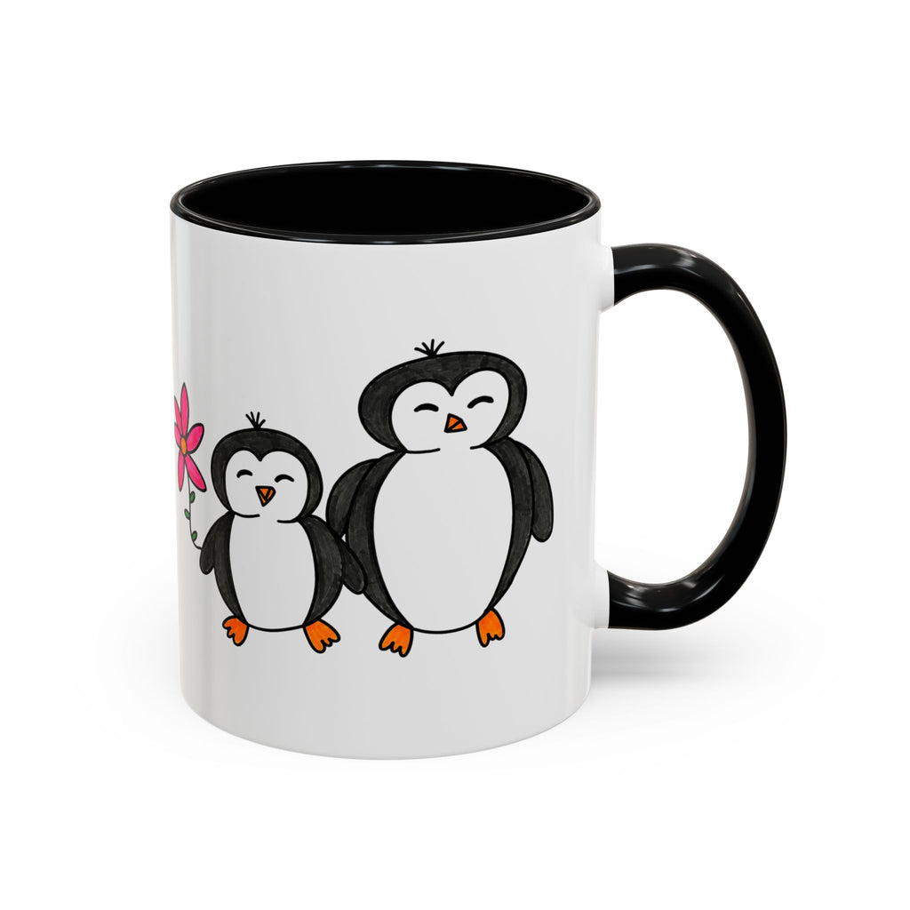 Hand-Drawn Cute Penguin Family Mug | Accent Coffee Mug