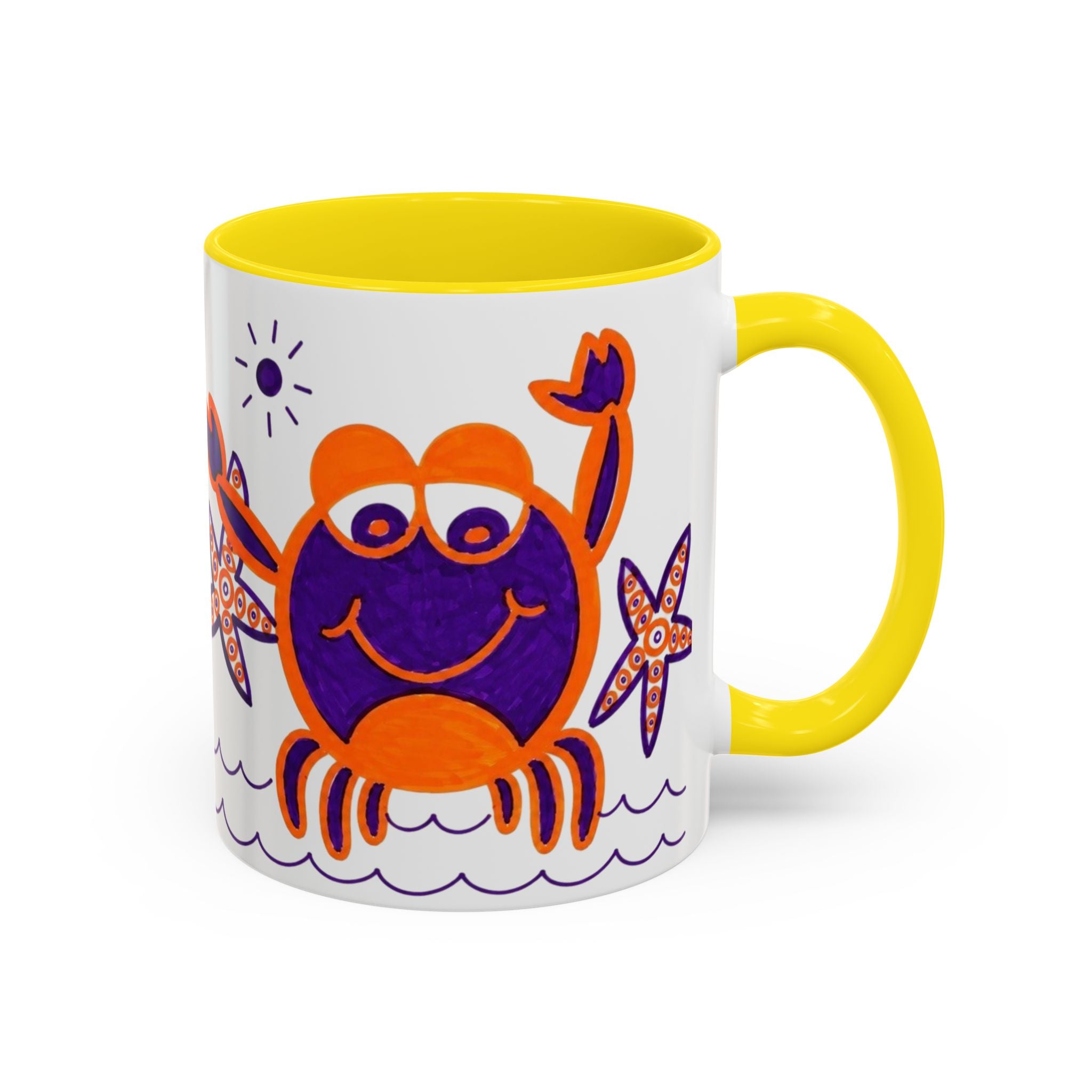 Hand-Drawn Playful Purple Orange Crab mug | Accent Coffee Mug