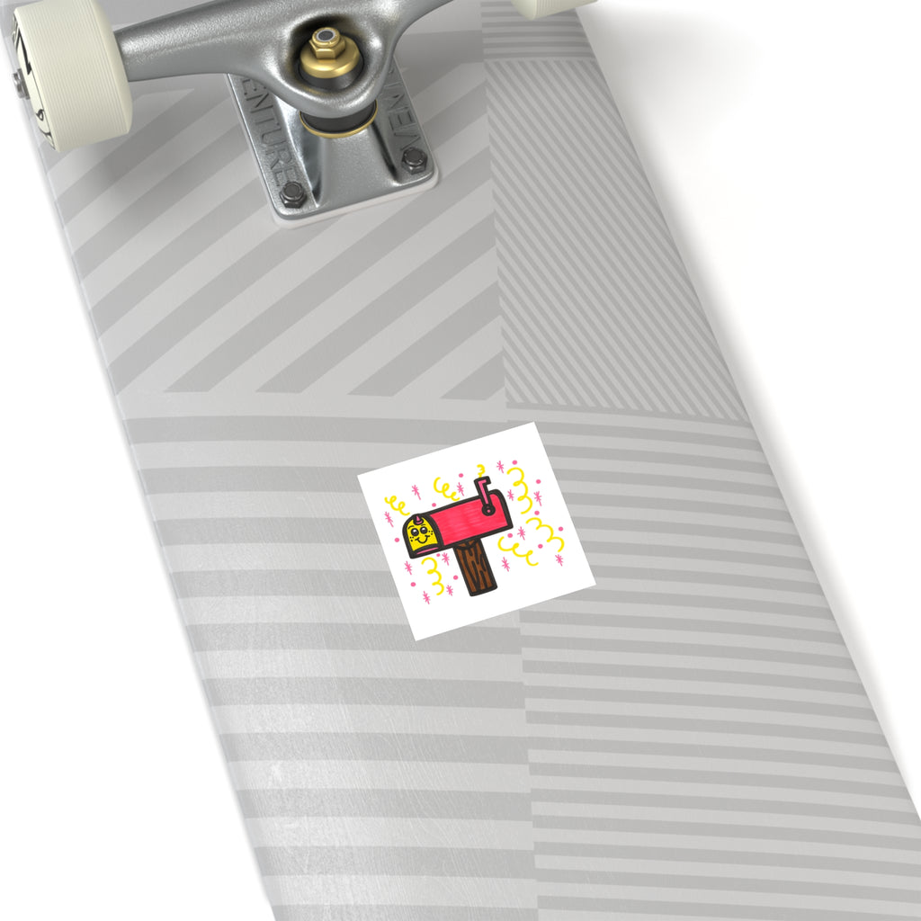 Hand-Drawn Cute Mailbox Cat Square Sticker | Indoor Outdoor Weatherproof