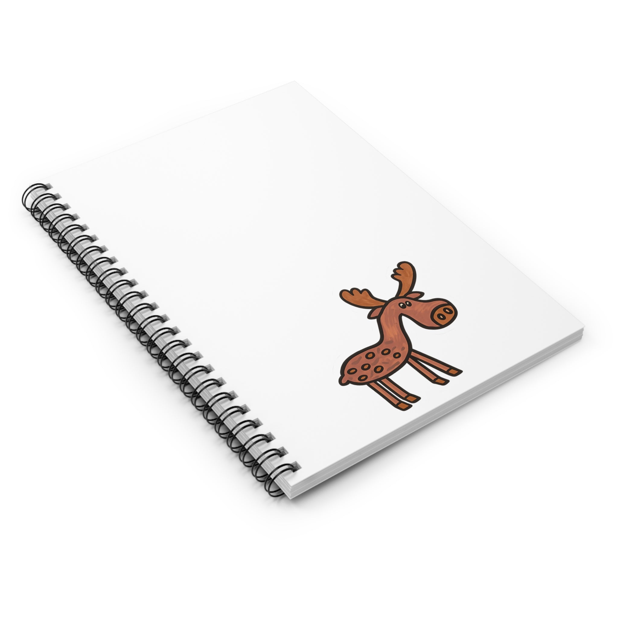 Hand-Drawn Cute Cartoon Moose Spiral Notebook | Ruled Journal