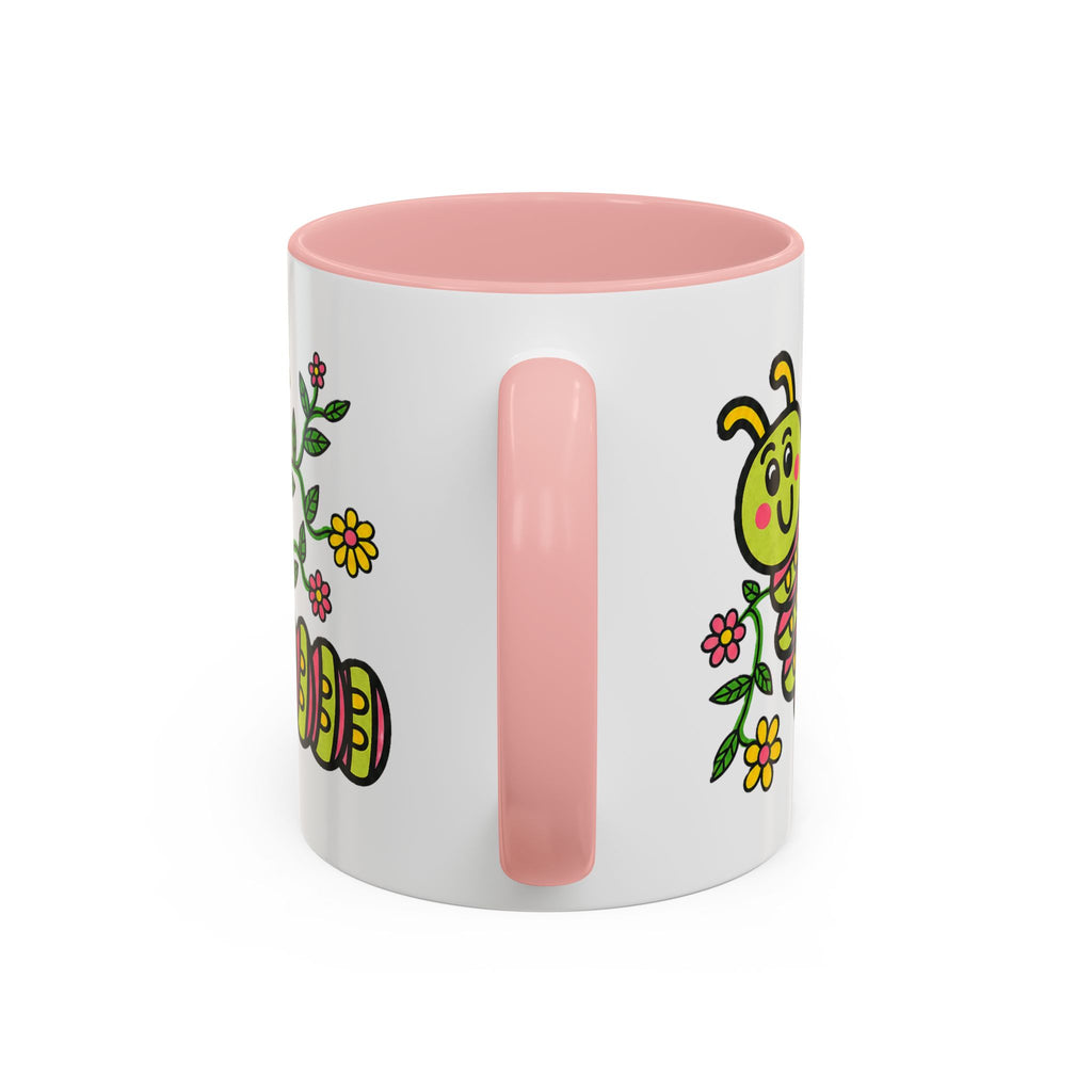 Hand-Drawn Cute Caterpillar Floral Illustration Coffee Mug | Accent Mug