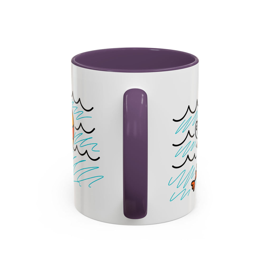 Hand-Drawn Two Shrimp Ocean Waves Mug | Coastal Seafood Ceramic Coffee Mug