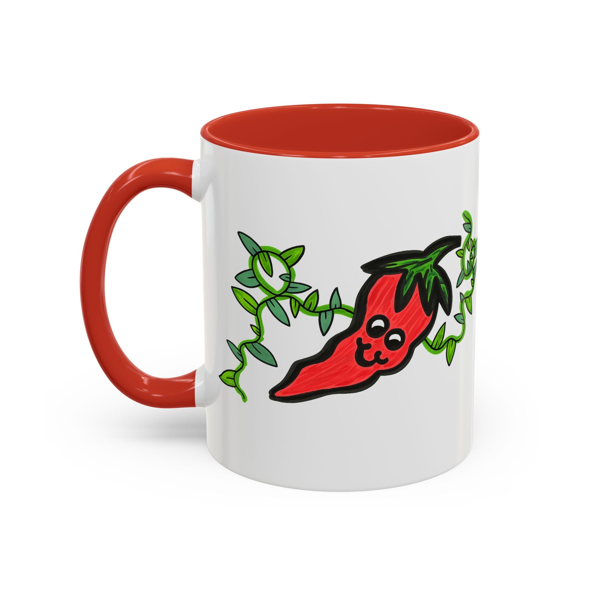 Hand-Drawn Cute Chili Pepper Vine Coffee Mug | Hot Veggie Accent Mug