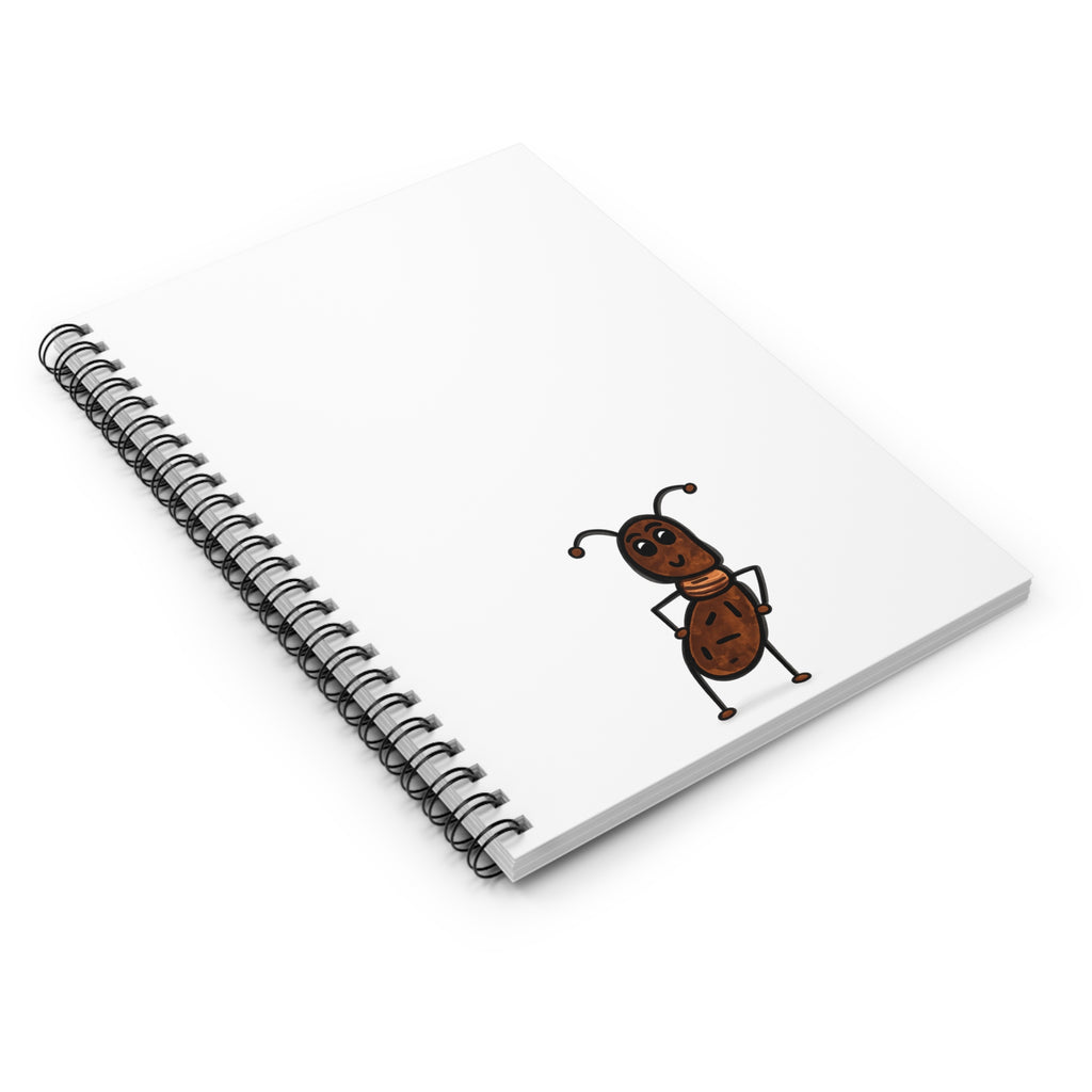 Hand-Drawn Smirking Ant Illustration Spiral Notebook | Ruled Journal