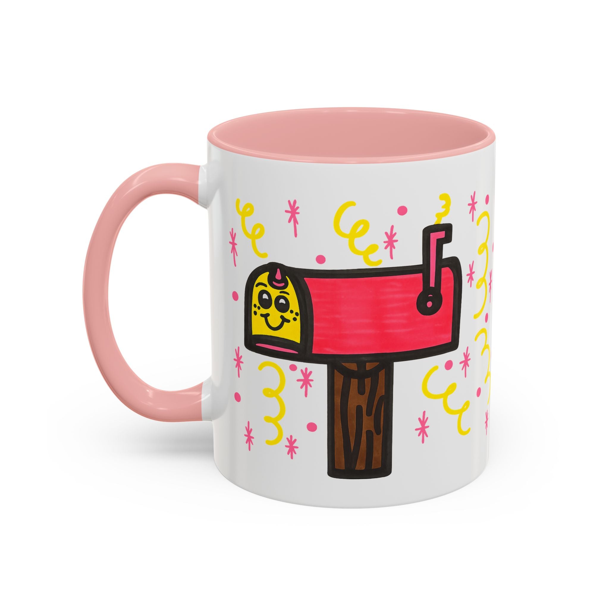 Hand-Drawn Cute Smiling Mailbox Mug | Accent Coffee Mug