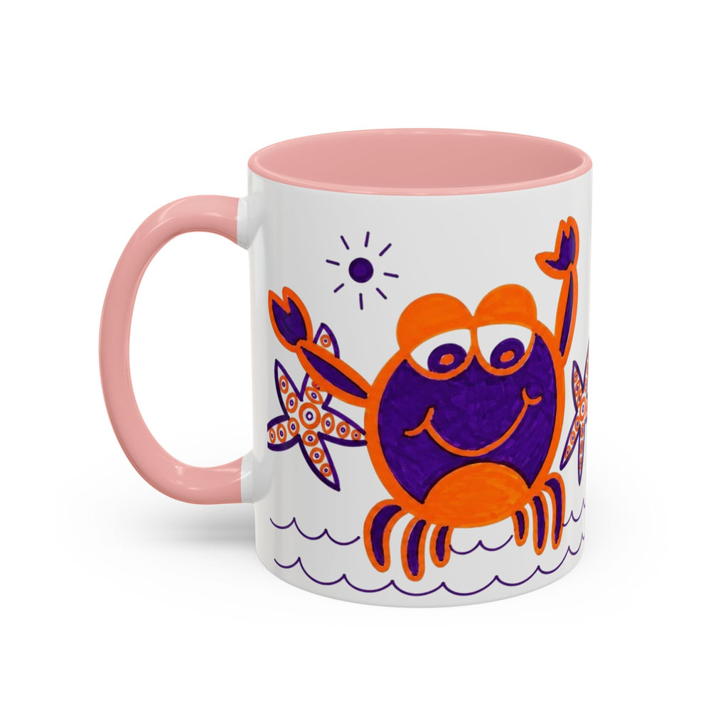 Hand-Drawn Playful Purple Orange Crab mug | Accent Coffee Mug