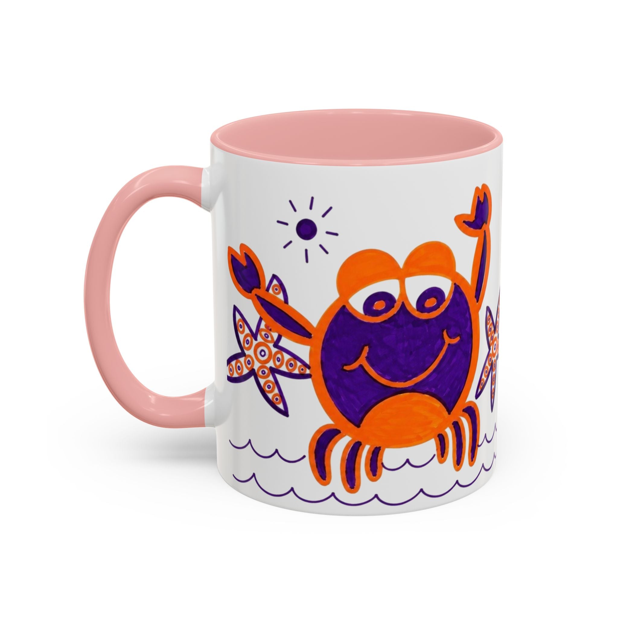 Hand-Drawn Playful Purple Orange Crab mug | Accent Coffee Mug