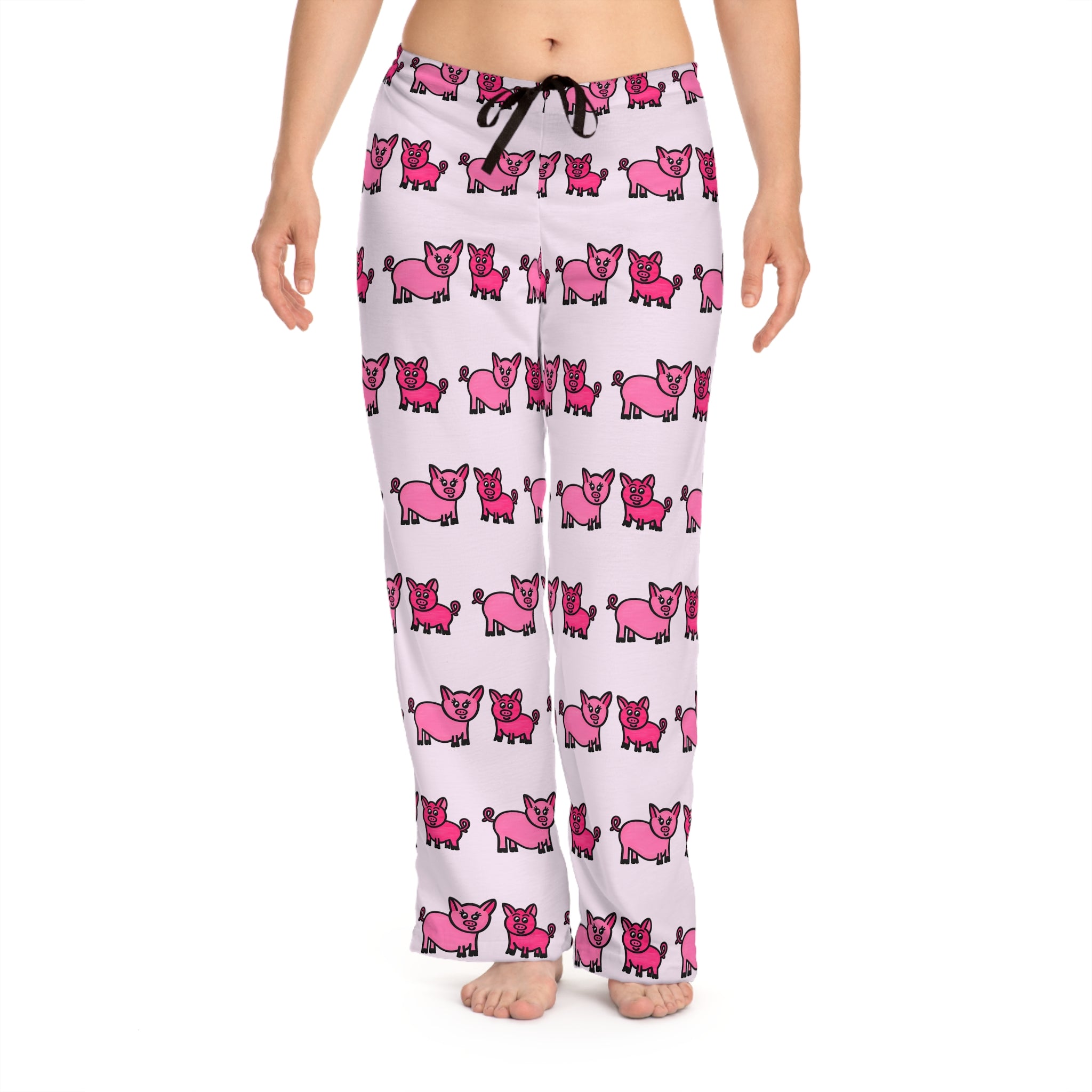 Hand-Drawn Cute Pink Pig Pattern Pajama Pants | All-Over Print Lounge Pants