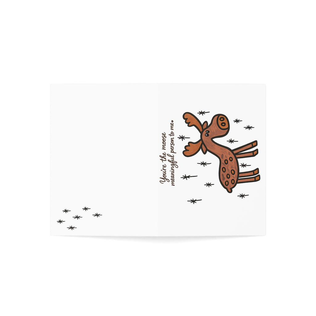 Hand-Drawn Cute Moose Illustration Greeting Card | Blank Inside, Holiday Note Card