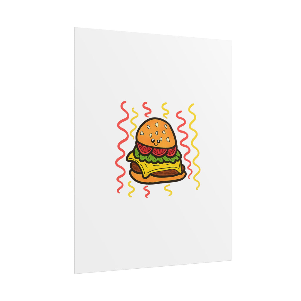 Hand-Drawn Cheeseburger Illustration Poster | Rolled Posters, Cute Food Art