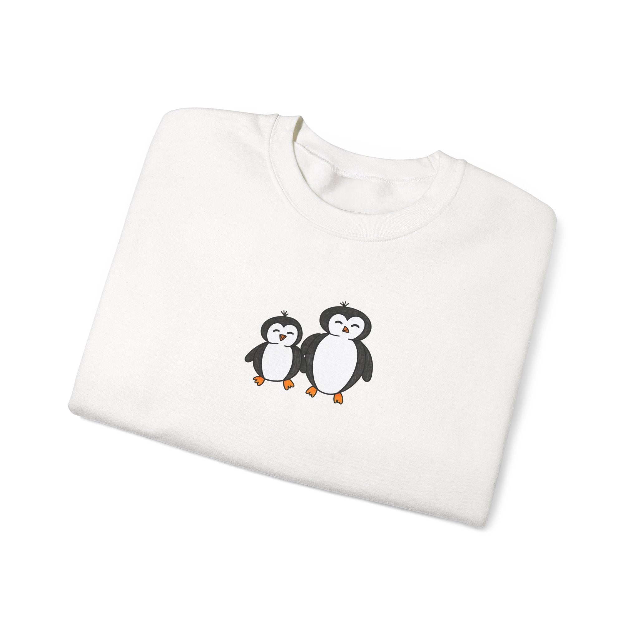Hand-Drawn Cute Penguin Pair sweatshirt | Minimal Penguin Illustration