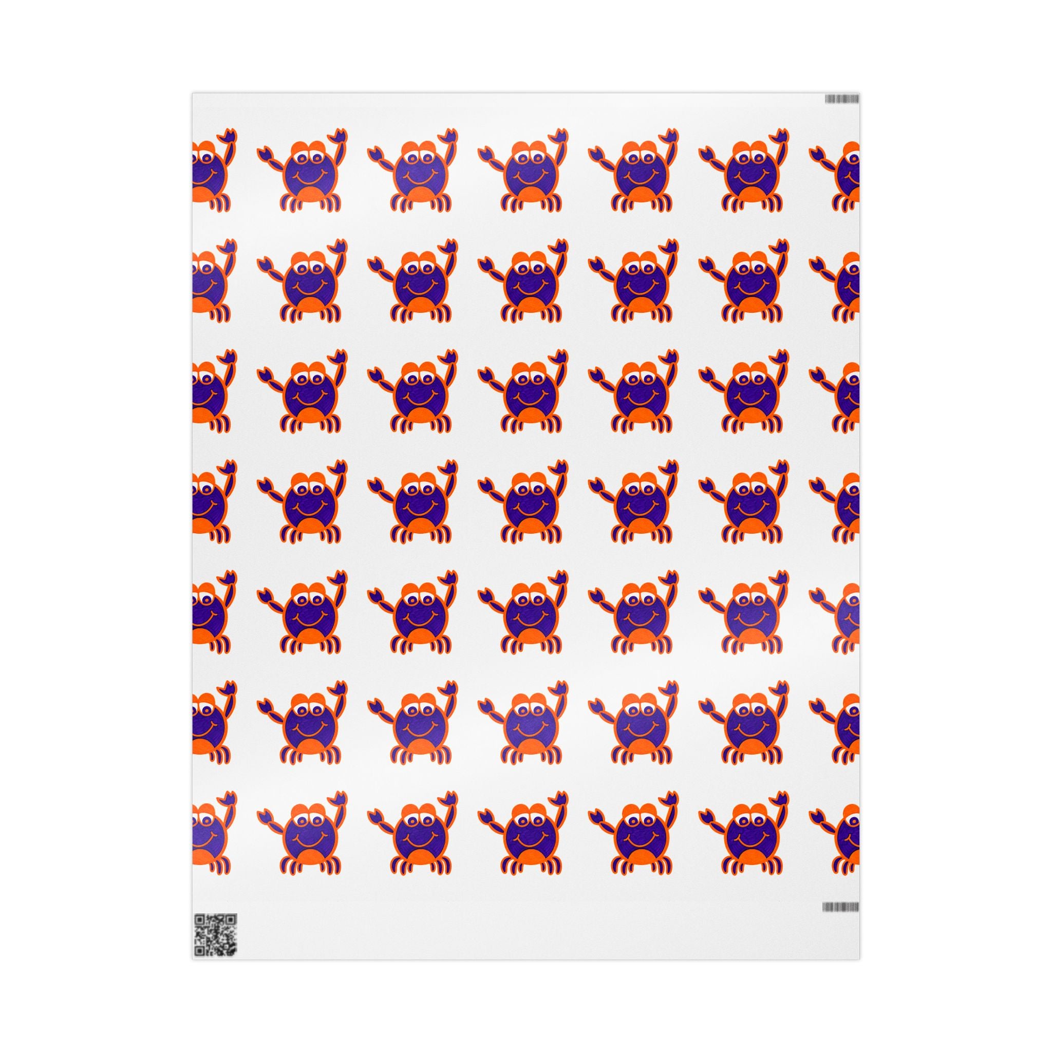 Hand-Drawn Crab Pattern Wrapping Paper | Nautical Beach Birthday Wrap