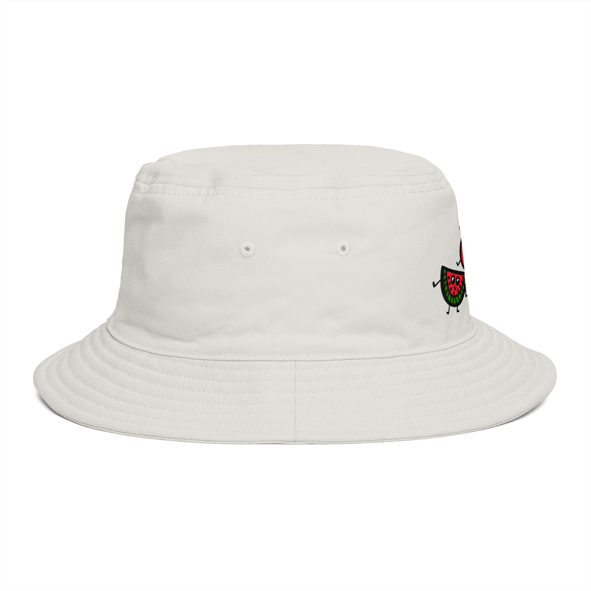 Hand-Drawn Happy Fruit Trio Bucket Hat | Watermelon Apple Banana