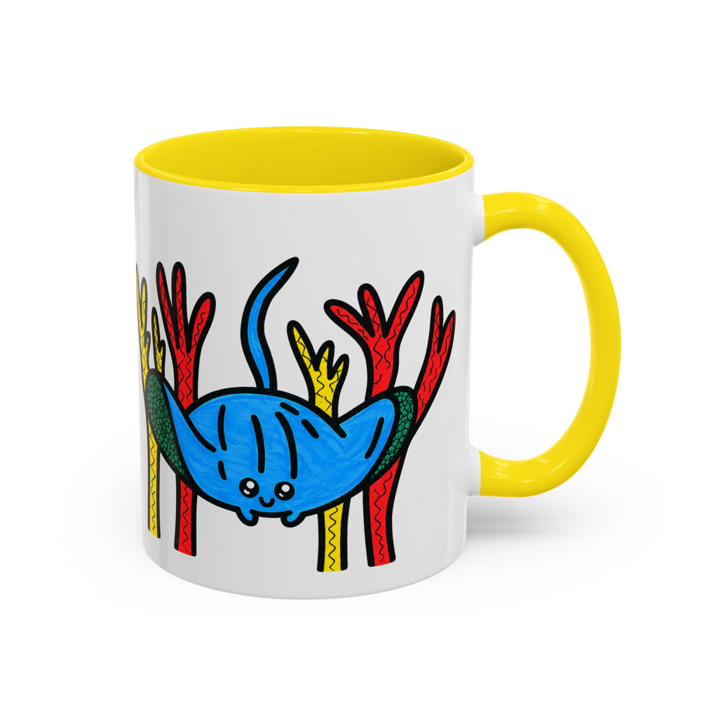 Hand-Drawn Blue Stingray Illustration Mug | Accent Coffee Mug (11, 15oz)