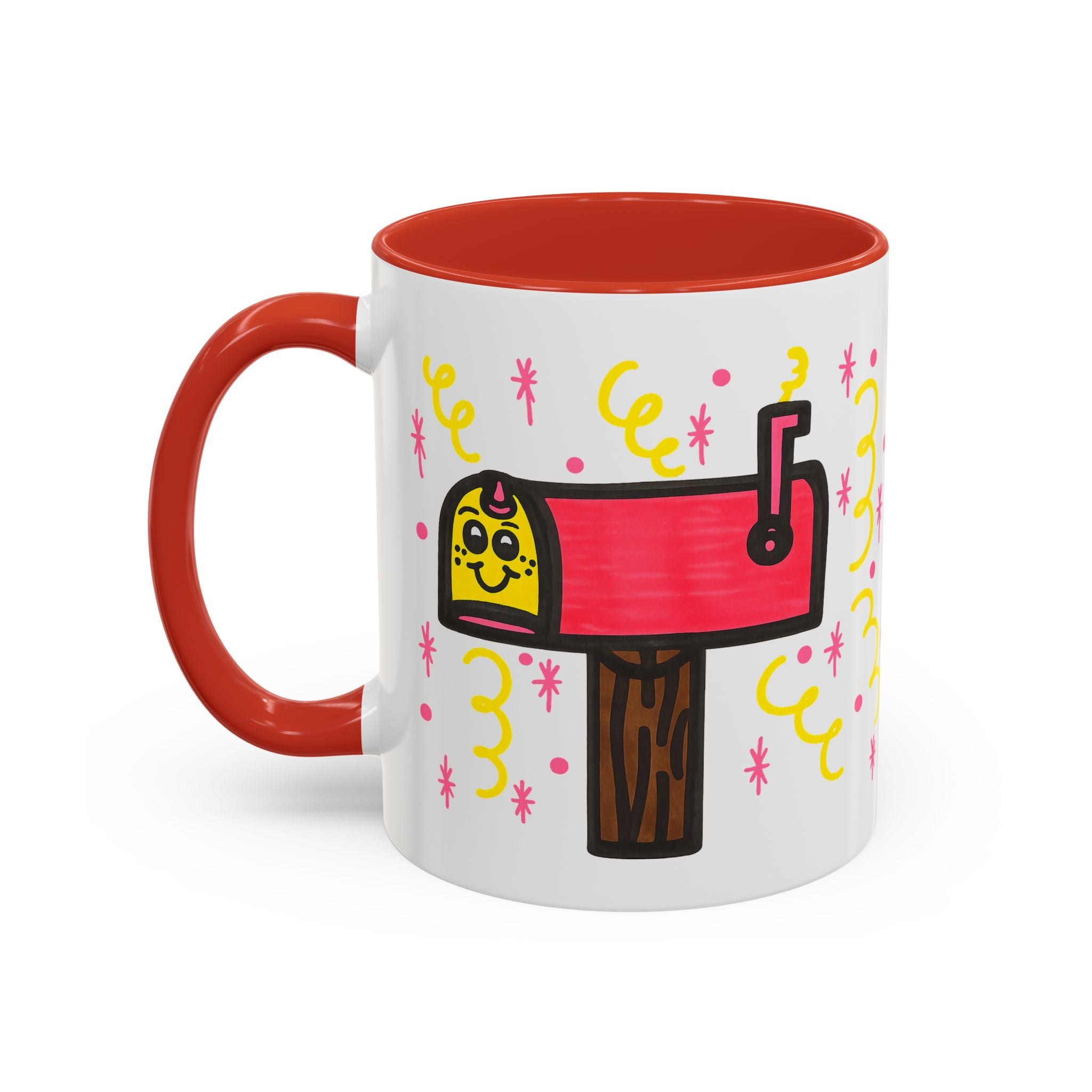 Hand-Drawn Cute Smiling Mailbox Mug | Accent Coffee Mug