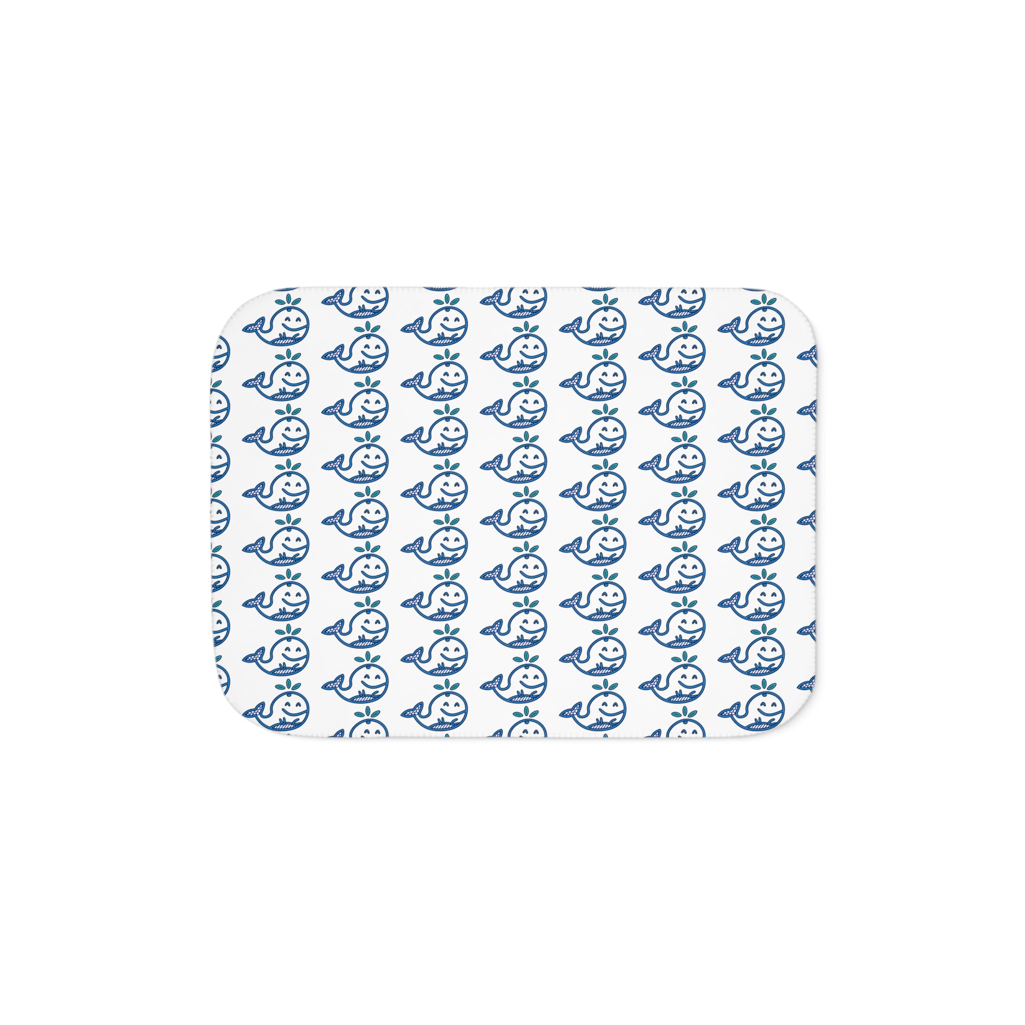 Hand-Drawn Blue Nautical Whale Pattern Sherpa Blanket | Cozy Ocean, Beach house Animal Throw