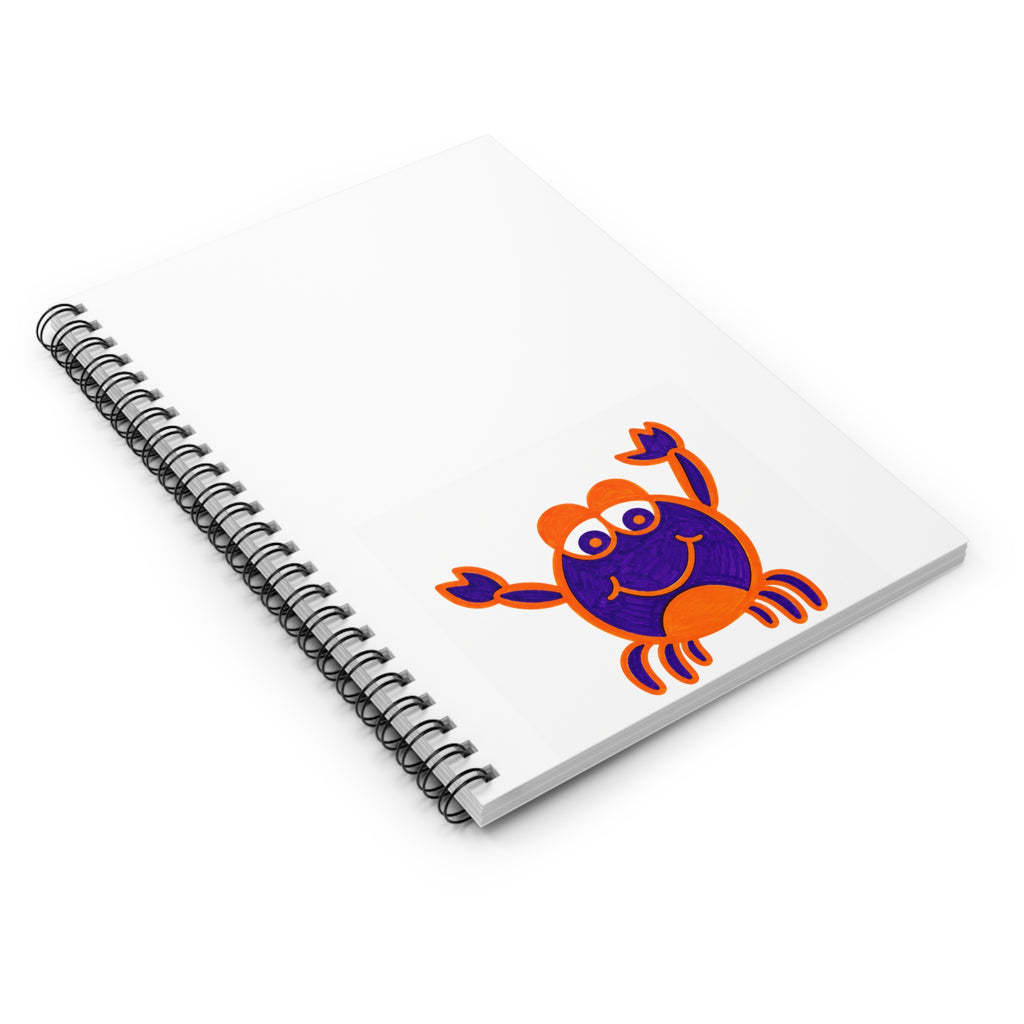 Hand-Drawn Smiling Cartoon Crab Spiral Notebook | Ruled Lined Journal